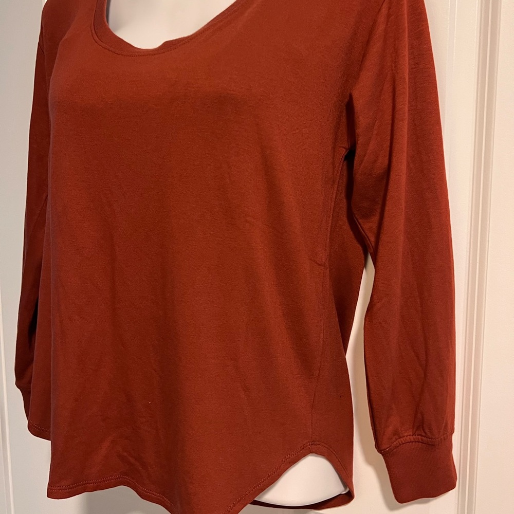 Lou & Grey Double V Sweater Long Sleeve Maroon Signature Soft Pullover